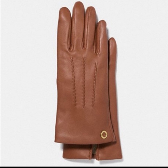 Coach Basic Leather Gloves in Saddle Brown